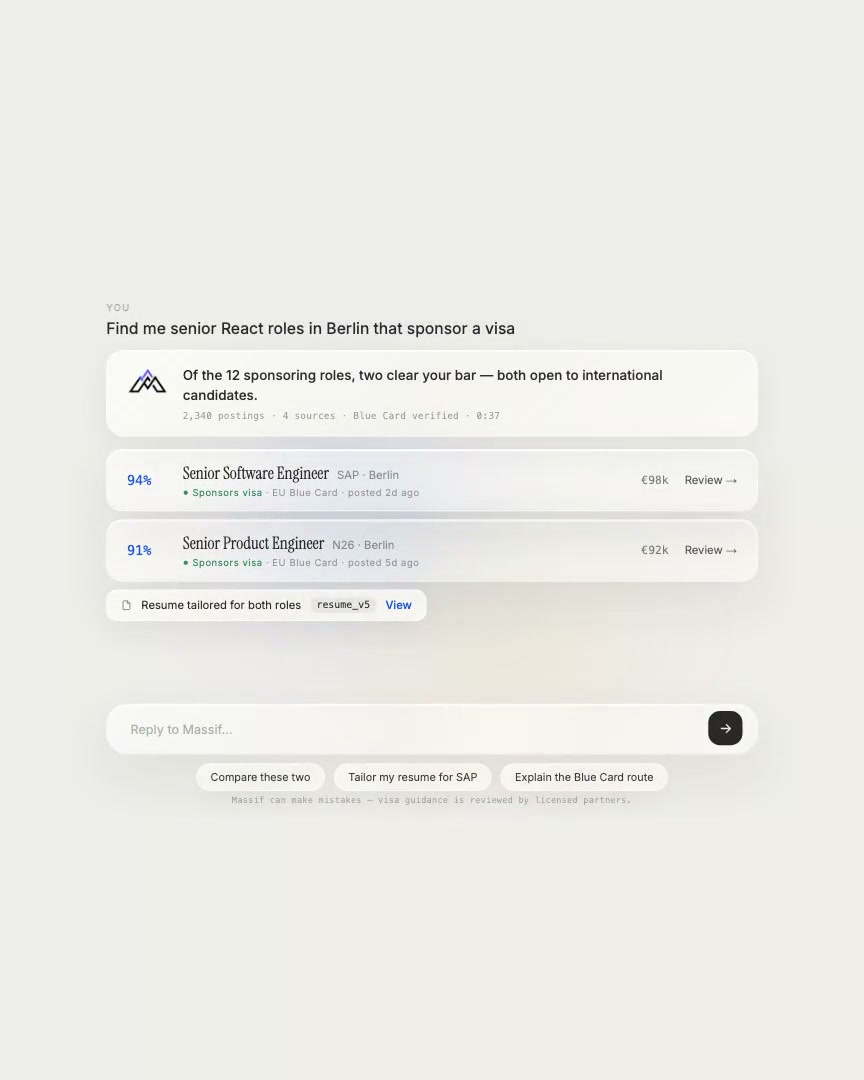 Massif job-search interface
